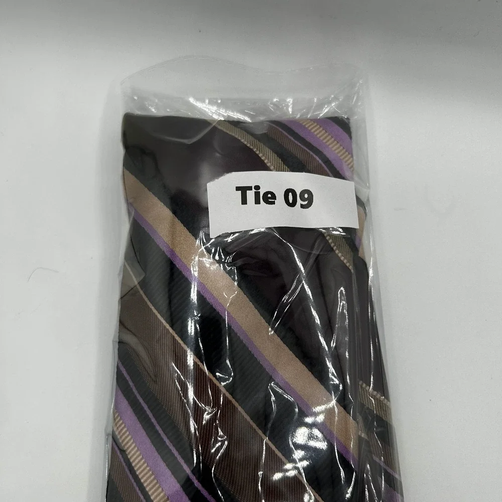 Ike Behar New York Silk‎ Tie Purple Brown Gold Striped Hand Tailored USA Made